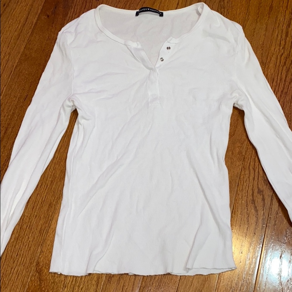 BRANDY WHITE BUTTON UP LONG SLEEVE